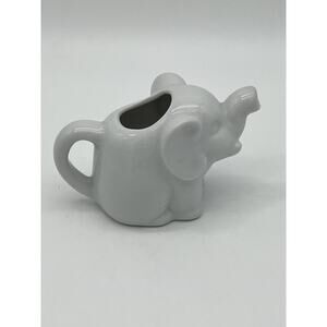 Vintage Glossy White Ceramic Miniature Elephant Personal Creamer Kitchen Serware